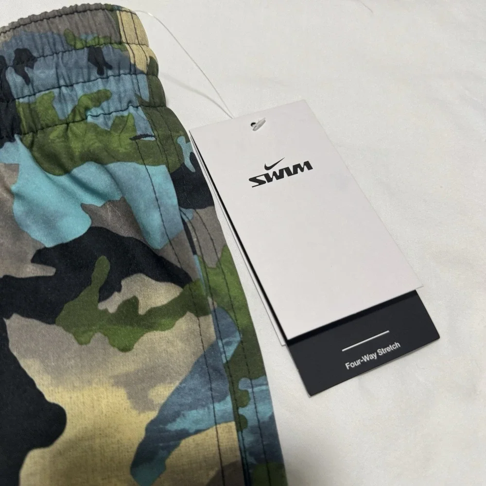 Nike Essential Lap Swim Trunks Camo 9" Shorts‎ Multicolor Mens Size S New - Picture 3 of 13